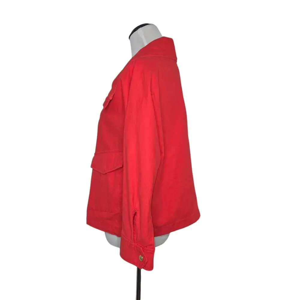 Michael Kors Bold Orange Cropped Canvas Jacket Sz Medium